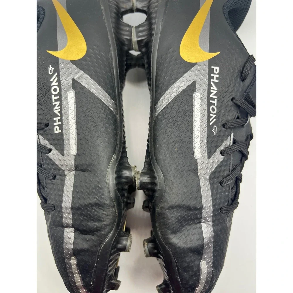 Nike Phantom GT2 Academy MG Soccer Cleats Black Gold Silver‎ Kids Youth